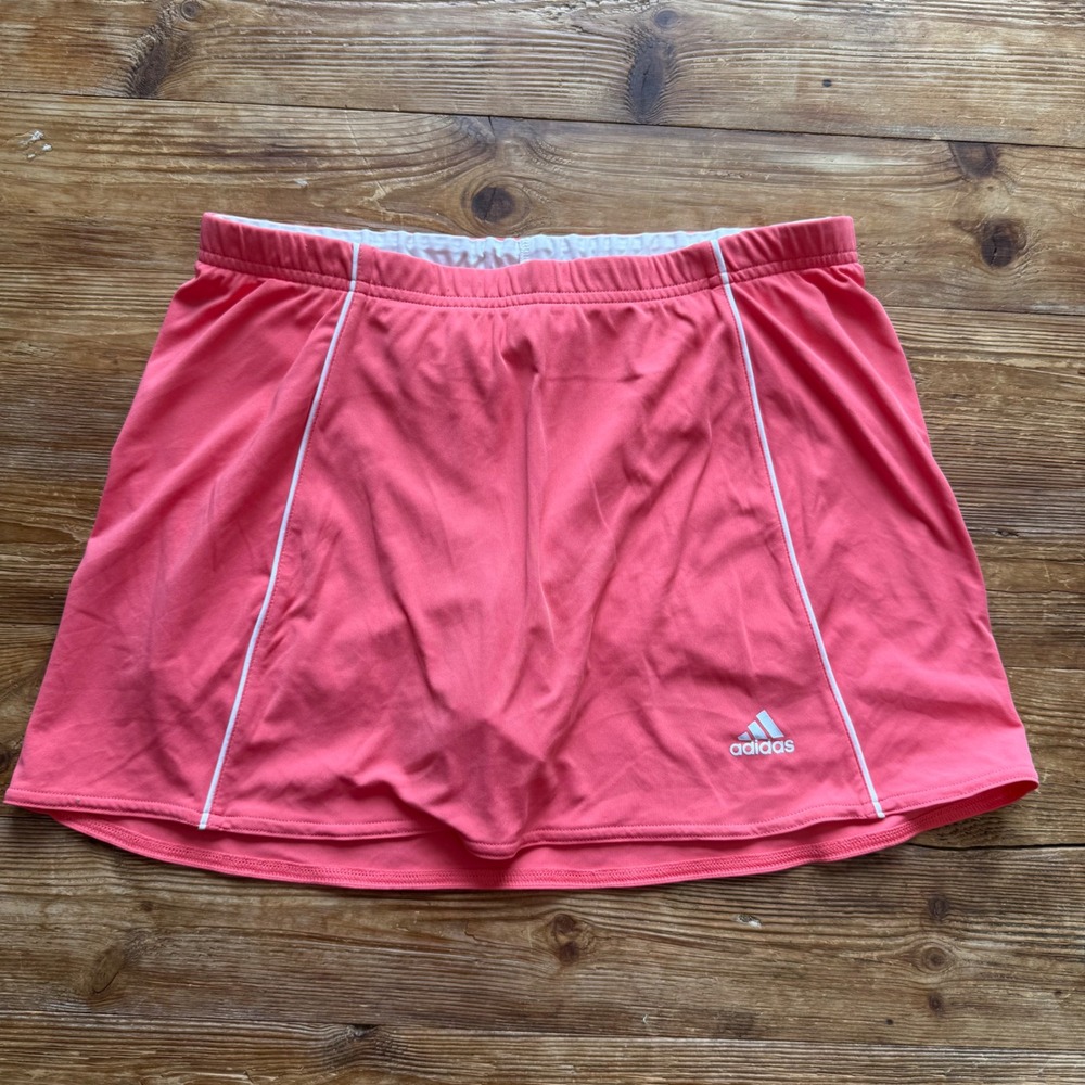 Adidas Pink Athletic Skort Tennis Golf Pickleball Skirt White Trim WM's Med EUC